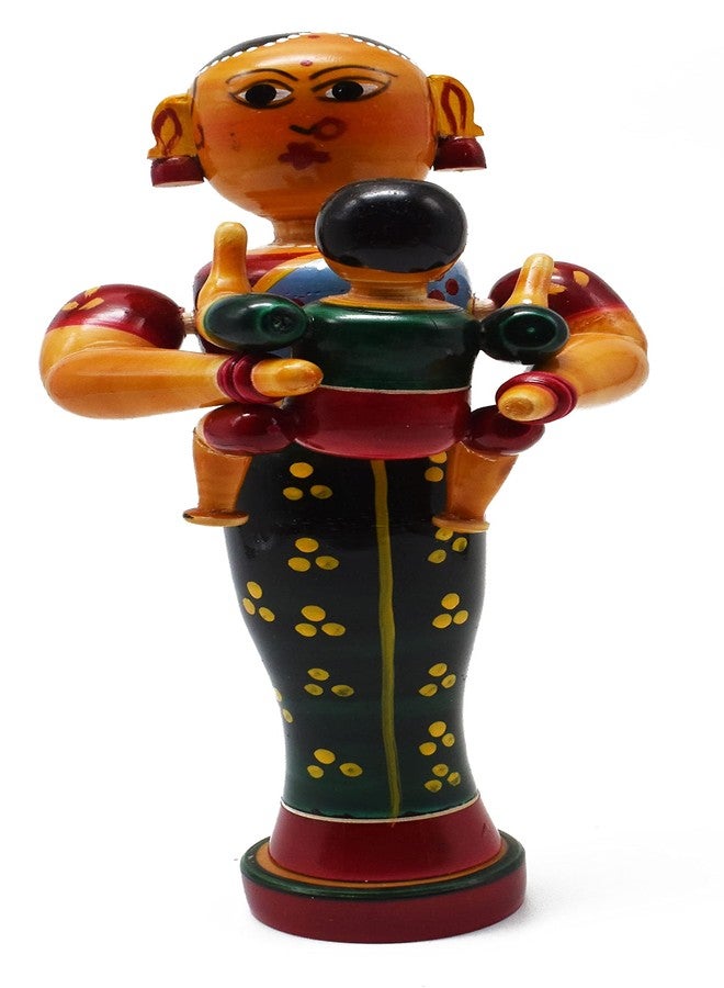 justhandmade Wooden Mother with Child | Golu Bommai | Home Decor Showpiece | Gift -Multicolor - Image 3